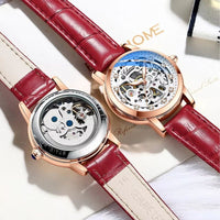 Women's Waterproof Skeleton Watch in Leather