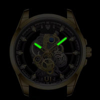 Men's Skeleton Watch in Gold-Tone Steel, Luminous Quartz