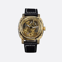 Men's skeleton watch, engraved design