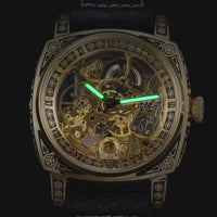 Men's Skeleton Watch, Engraved Design