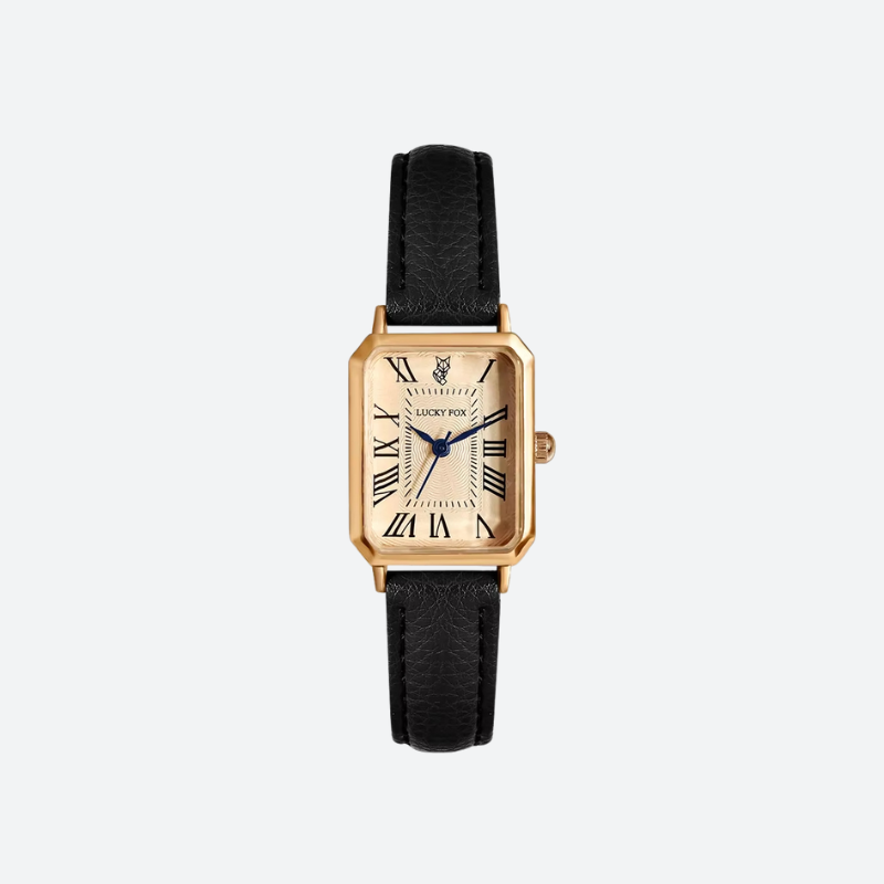 Vintage women's rectangular leather watch 5
