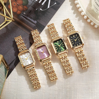 Vintage Women's Rectangular Gold-Tone Metal Watch