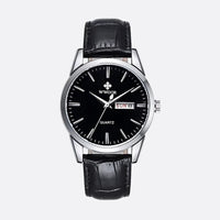 Vintage Men's Quartz Watch with Brown Leather Strap
