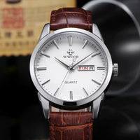 Vintage Men's Quartz Watch with Brown Leather Strap