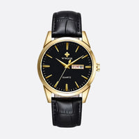 Vintage Men's Quartz Watch with Brown Leather Strap