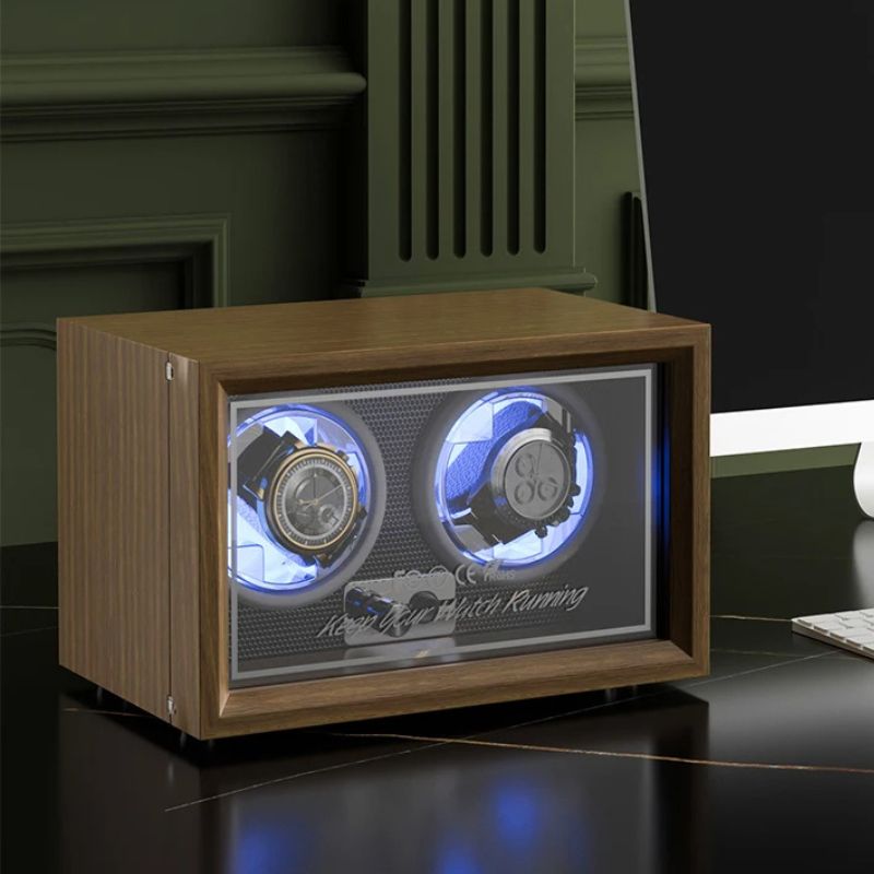 Automatic winder in wood and LED