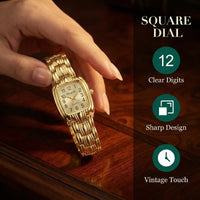 Vintage Gold Women's Watch, Rectangular Dial