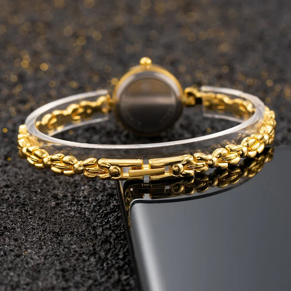 Vintage Women's Watch, Jewelry Bracelet, Small Round Dial