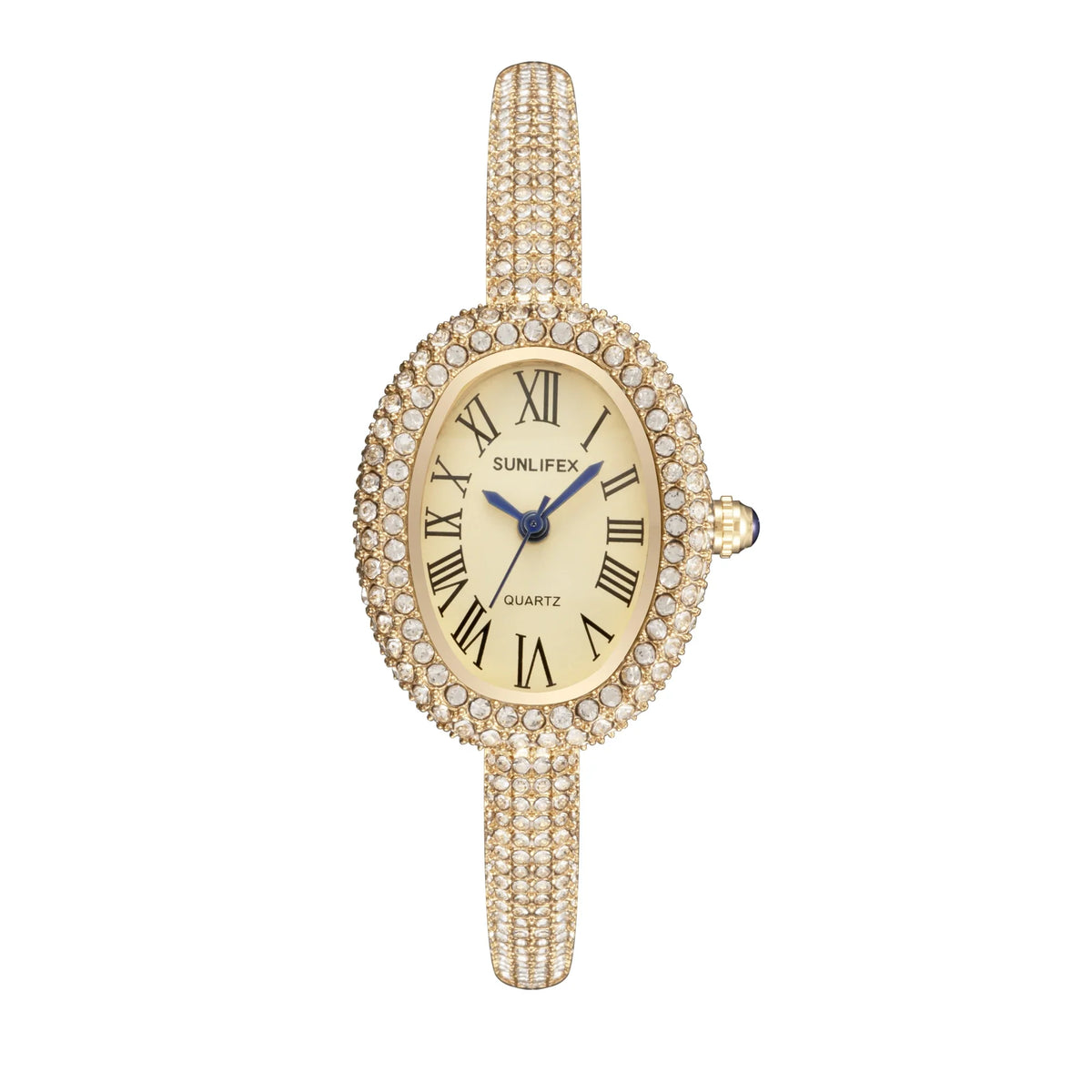 Vintage Women's Oval Watch Set with Stones