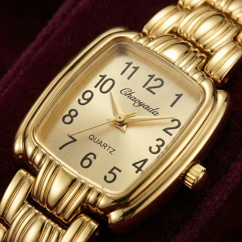 Vintage Gold Women's Watch, Rectangular Dial