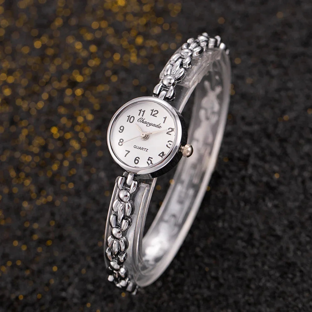 Vintage Women's Watch, Jewelry Bracelet, Small Round Dial