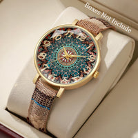 Bohemian Women's Watch, Mandala Dial, Woven Strap