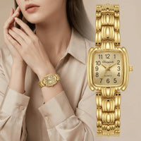 Vintage Gold Women's Watch, Rectangular Dial