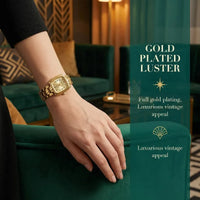 Vintage Gold Women's Watch, Rectangular Dial