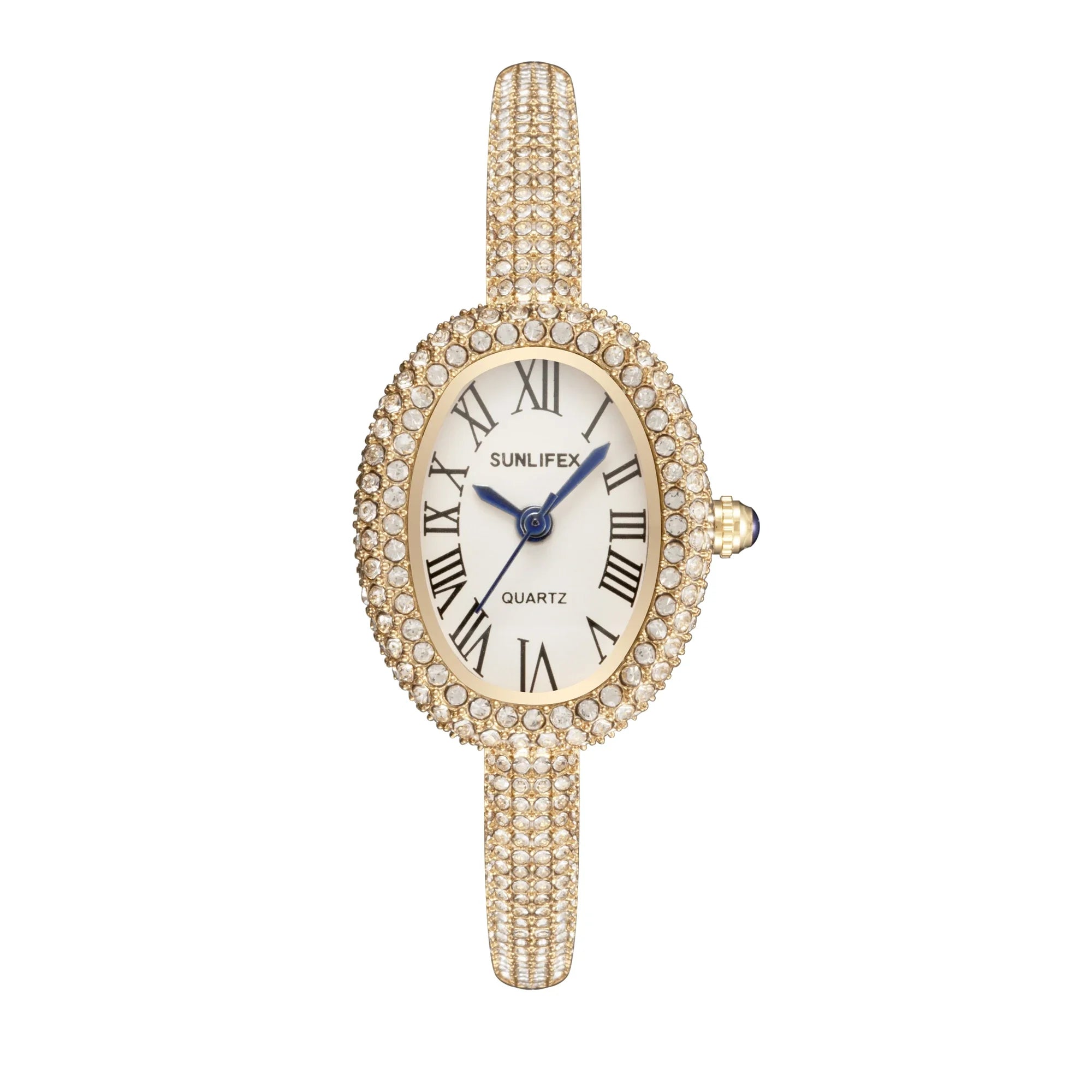 Vintage Women's Oval Watch Set with Stones