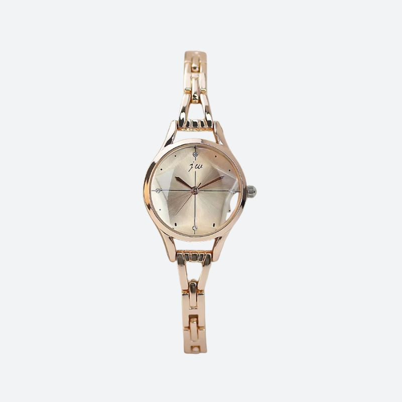 Elegant Women's Quartz Watch with Clean Dial and Link Bracelet