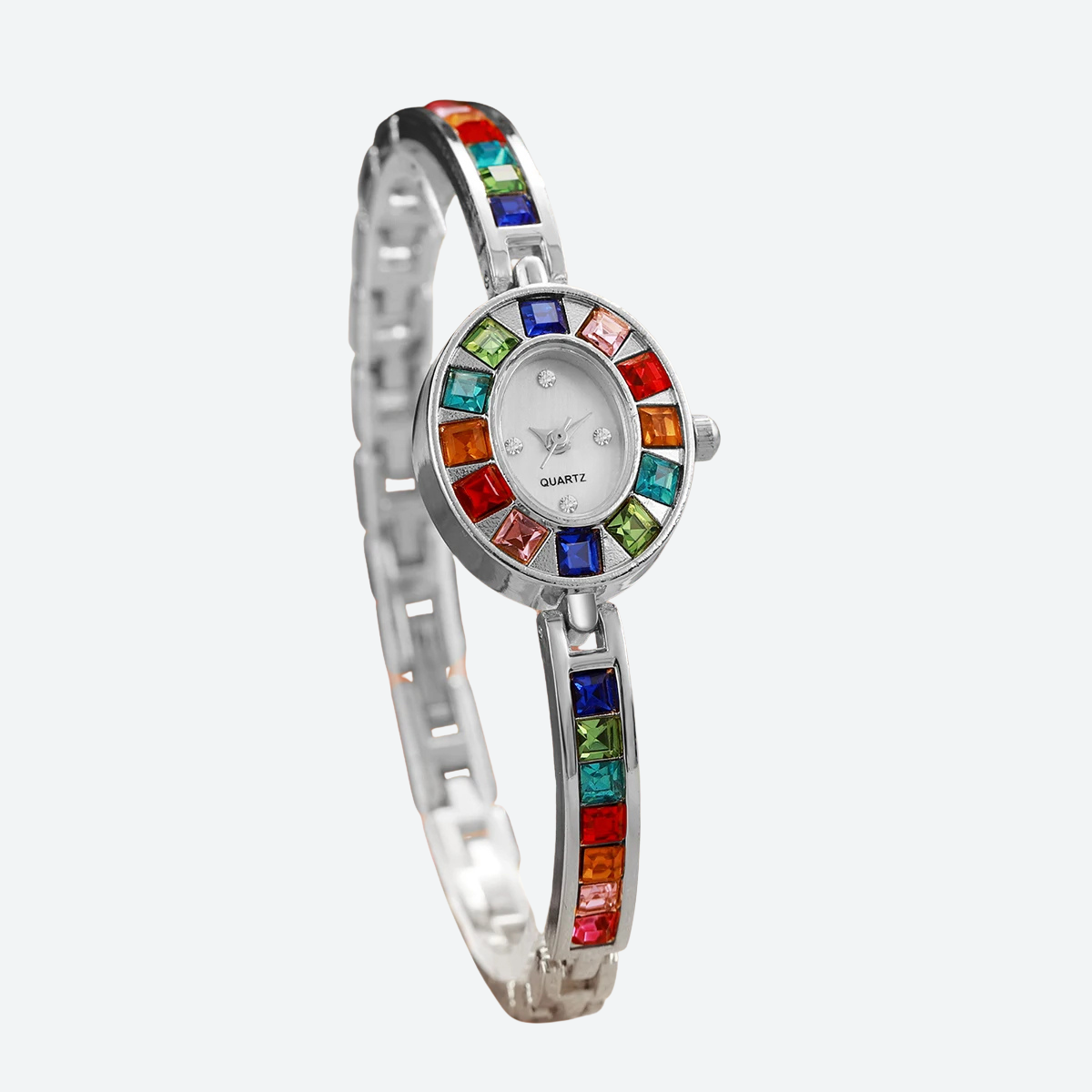 Luxury Quartz Watch for Women, Jewelry Style, Colorful Crystals, Sparkling Style