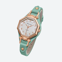 Luxury Quartz Watch for Women, Octagonal Leather Strap, Elegant Style