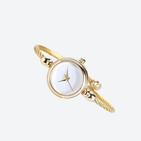 Luxury Quartz Watch for Women with Twisted Bangle Bracelet, Jewelry Style