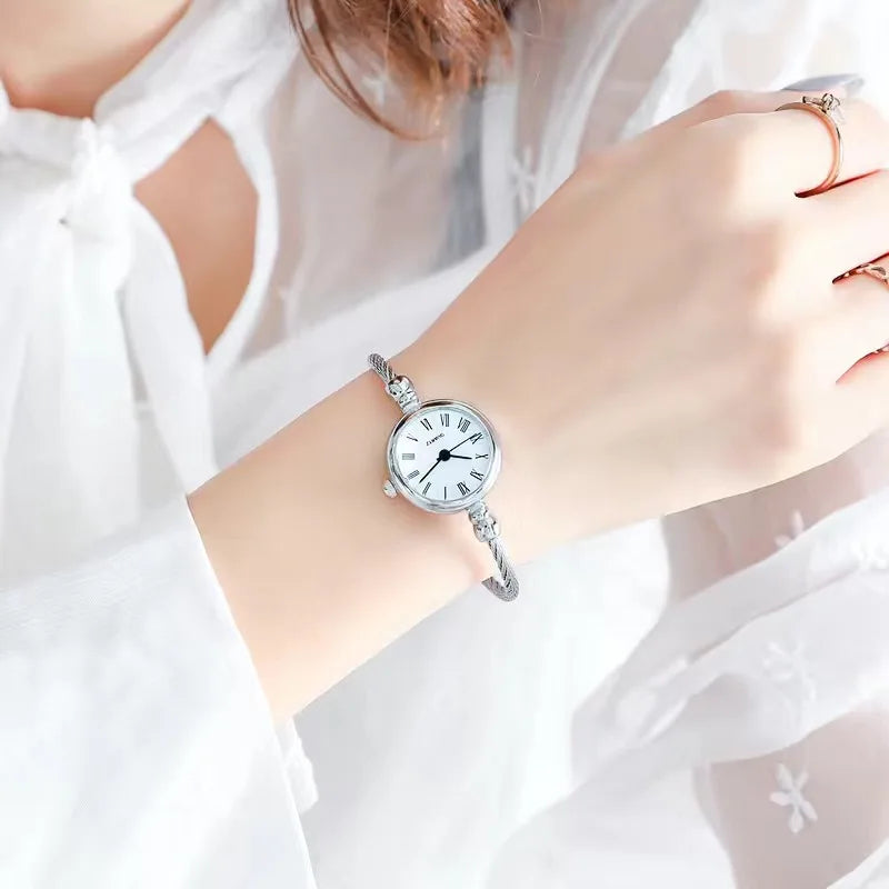 Luxury Quartz Women's Watch, Twisted Band, Vintage Style Steel