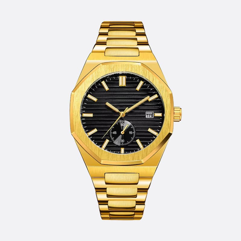 Men's Automatic Gold Watch, Octagonal Design