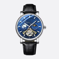 Men's Automatic Watch with Celestial Design and Luminous Dial