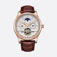 Men's Automatic Watch with Moon Phase and Tourbillon