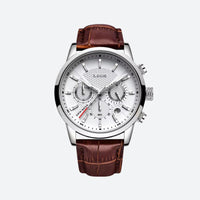 Men's Leather Chronograph Watch, Waterproof - Military Style