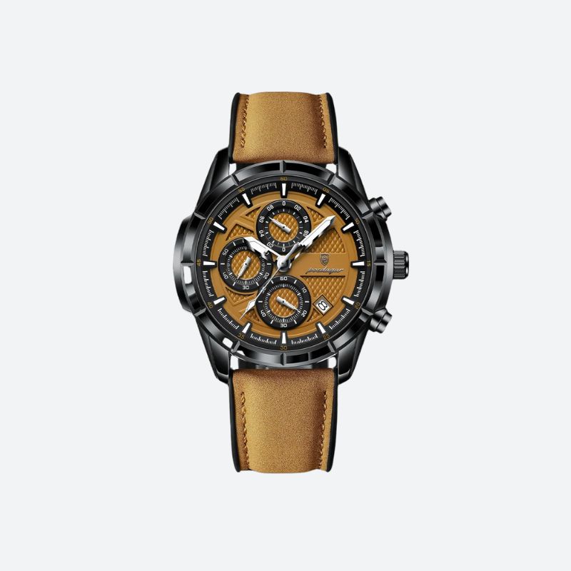 Men's Leather Quartz Chronograph Watch