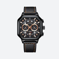 Men's Leather Quartz Sports Watch, Waterproof