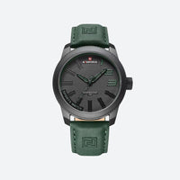 Men's Leather Sport Watch, Military Style