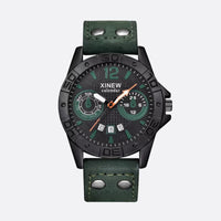 Men's Quartz Military Watch with Leather Strap