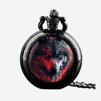 Men's Quartz Pocket Watch, Engraved Animal Design