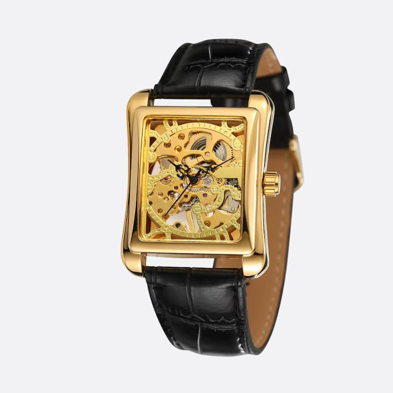 Men's Square Skeleton Mechanical Watch
