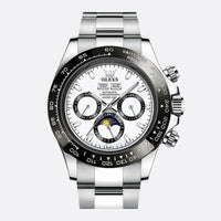 Men's Stainless Steel Chronograph Watch with Moon Phase