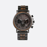 Men's Wooden Chronograph and Steel Watch, Sport Function
