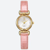Minimalist Women's Quartz Watch in Crocodile Leather