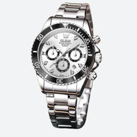 Women's Silver Chronograph Watch with Black Bezel, 35mm