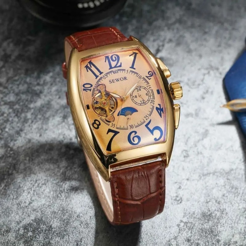 Women's Automatic Watch with Skeleton Dial & Moon Phase