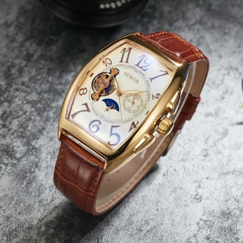 Women's Automatic Watch with Skeleton Dial & Moon Phase