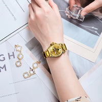 Women's Automatic Skeleton Watch, Elegant Gold Style