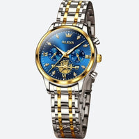 Women's Chronograph Watch with Blue Dial & Two-Tone Bracelet