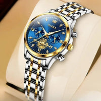 Women's Chronograph Watch with Blue Dial & Two-Tone Bracelet