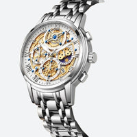 Women's Chronograph Watch with Textured Dial & Metallic Bracelet: a close-up of the silver model