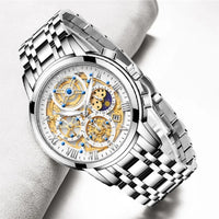 Women's Chronograph Watch with Textured Dial & Metal Bracelet