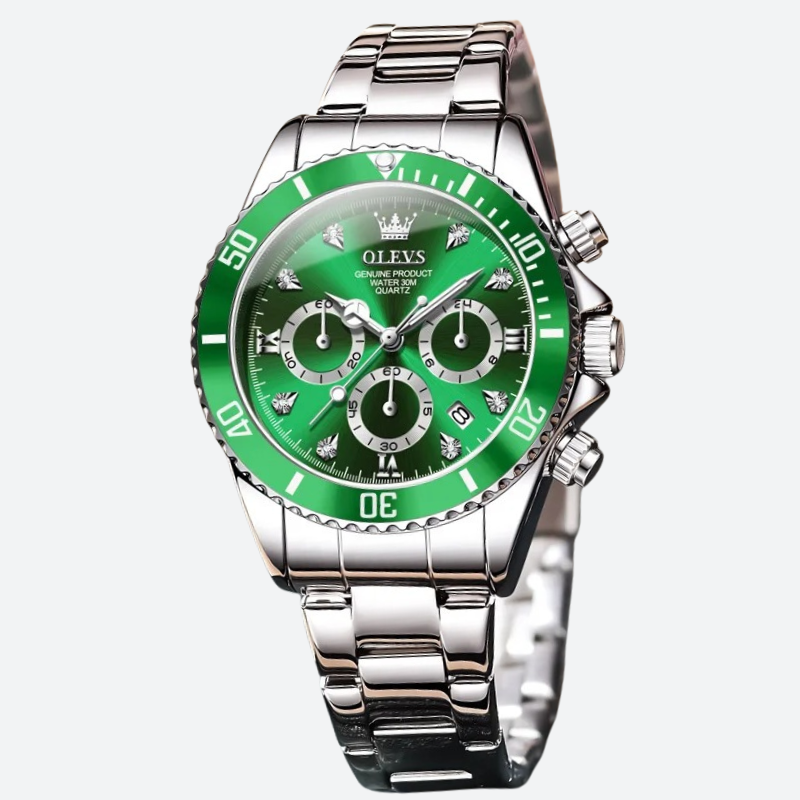 Women's Chronograph Watch with Imperial Green Dial & Mirror Steel