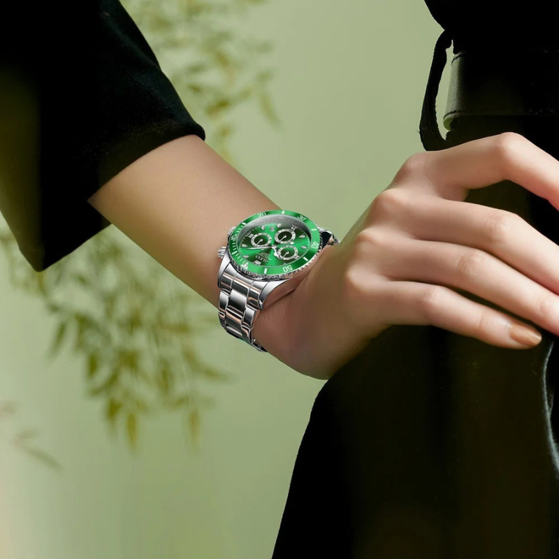 Women's Chronograph Watch with Imperial Green Dial & Mirror Steel