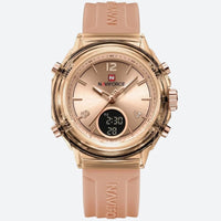Rose Gold Women's Chronograph Watch with Digital Dial