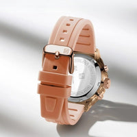 Rose Gold Women's Chronograph Watch with Digital Dial