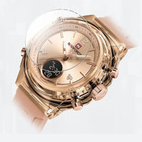 Rose Gold Women's Chronograph Watch with Digital Dial